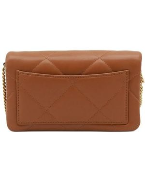 Tory Burch Kira Diamond-Quilt Logo-Plaque Crossbody Bag - Brown