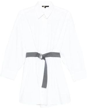 Maje Belted Cotton Mini Dress - White