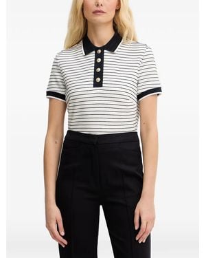 Guess Striped Button-Up Polo Shirt - White
