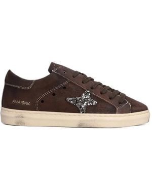AMA BRAND Sneakers Mit Glitter-Stern - Braun