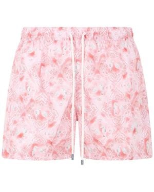 Fedeli Seahorse-Print Drawstring Swim Shorts - Pink