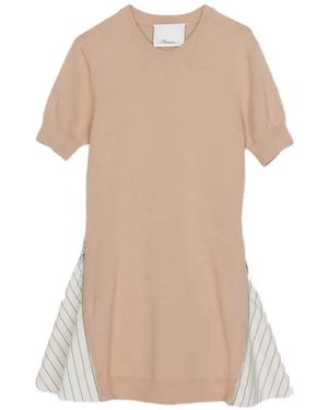 3.1 Phillip Lim Zip-Detail Striped Mini Dress - Natural