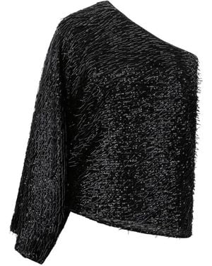 FEDERICA TOSI One-Shoulder Sequins Blouse - Black
