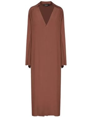 FEDERICA TOSI V-Neck Kaftan Dress - Brown