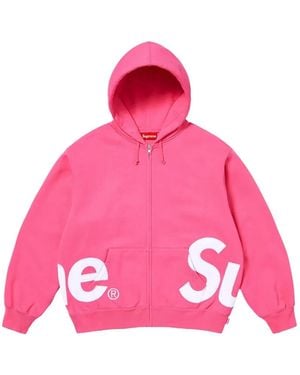 Supreme Logo-Print Zip-Fastening Hoodie - Pink