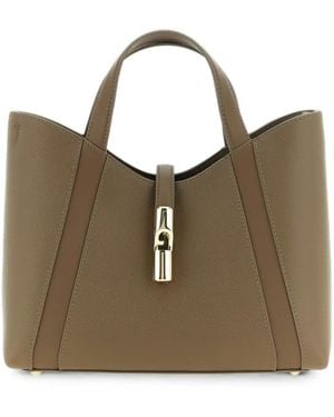 Furla Goccia Grained Leather Tote Bag - Natural