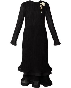 Erdem ラッフルヘム ドレス - ブラック