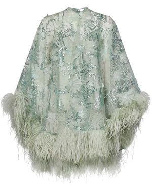 Zuhair Murad Top Con Paillettes E Finitura - Blu
