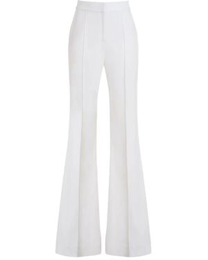 Elie Saab Pleated-Front Flared Trousers - White