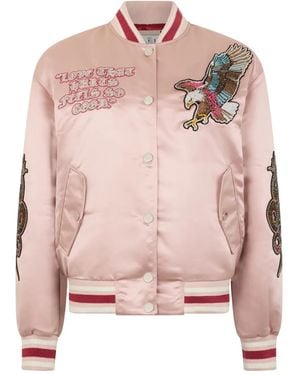 Philipp Plein Embroidered-Patches Bomber Jacket - Pink