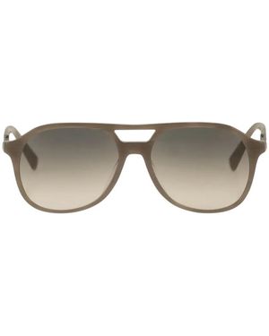 Brunello Cucinelli Translucent-Finish Pilot-Frame Sunglasses - Grey