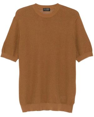 Dell'Oglio Ribbed Cotton T-Shirt - Brown
