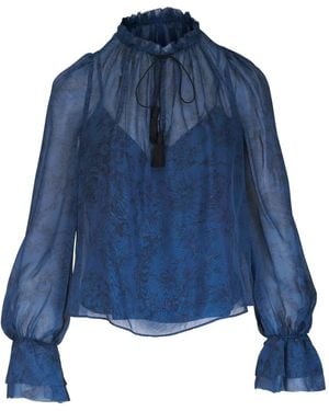 Veronica Beard Maxime ラッフルネック ブラウス - ブルー