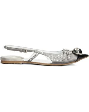 Dove Nuotano Gli Squali Studded Flat Pumps - White