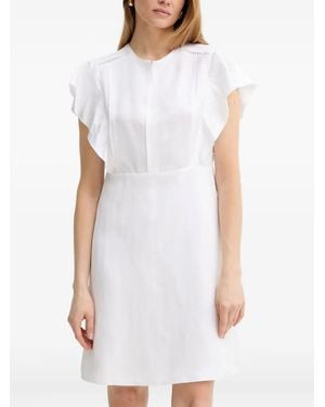 BOSS Ruffle-Detail Keyhole Dress - Weiß