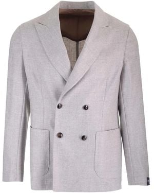 Barba Napoli Double-Breasted Tailored Blazer - Grey