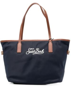 MC2 Saint Barth Medium City Logo-Embroidered Tote Bag - Blue