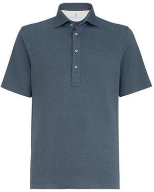 Brunello Cucinelli Polo À Col Boutonné - Blue