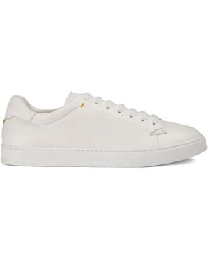 Doucal's Lace-Up Leather Trainers - White