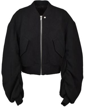 Rick Owens Ruched-Sleeve Bomber Jacket - Black