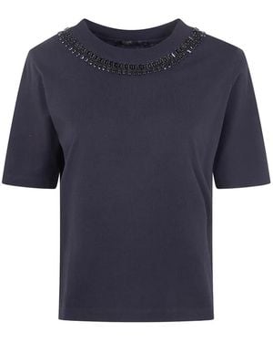 Seventy Embellished Neck T-Shirt - Blue