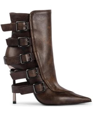 Le Silla 120Mm Buckle Detailed Biker Boots - Brown