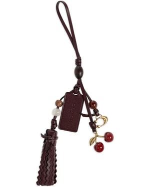 COACH Logo-Engraved Leather Bag Charm - White