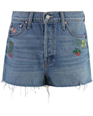 Mother The Ditcher Denim Shorts - Blue