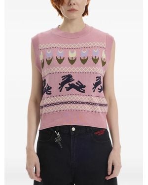 Carne Bollente Somebunny To Love Intarsia-Knit Cotton Jumper - Pink