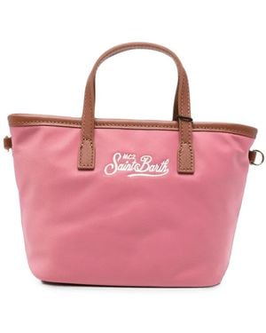 MC2 Saint Barth Mini City Logo-Embroidered Tote Bag - Pink