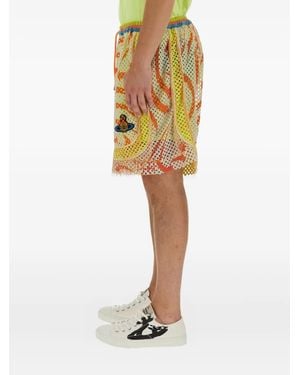 Vivienne Westwood Mesh Shorts Met Franje - Geel