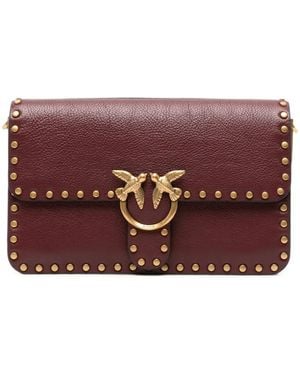 Pinko Small Love Birds Stud-Embellished Shoulder Bag - Purple