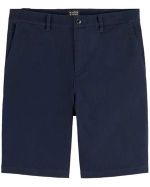 Scotch & Soda Embroidered-Logo Chino Shorts - Blue