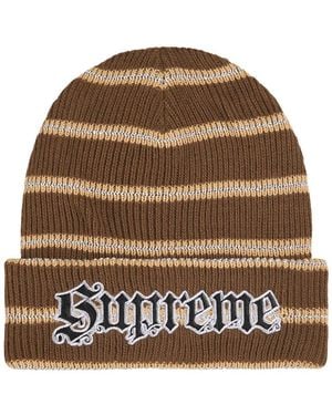 Supreme Beanie Mit Metallic-Streifen - Braun
