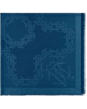 Roberto Cavalli Mirror Snake-Monogram Scarf - Blue