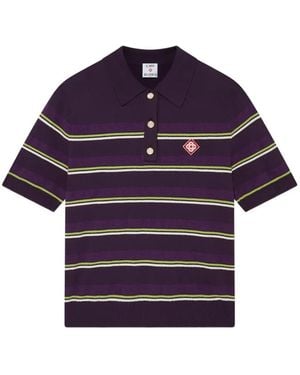 CASABLANCA Polo Rayé À Patch Logo - Blue