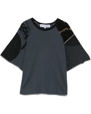 Stain Shade Raglan-Sleeve Panelled T-Shirt - Blue