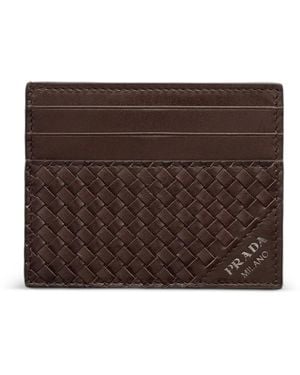 Prada Leather Card Holder - Brown