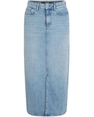 Karl Lagerfeld Maxi Denim Skirt With Pocket Logo - Blue