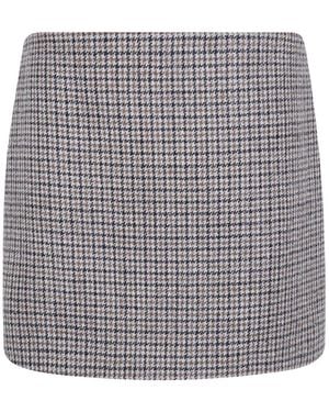 P.A.R.O.S.H. Houndstooth Wool Skirt - Gray