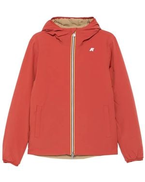 K-Way Logo-Patch Hooded Jacket - Red