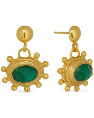 Ottoman Hands Emerald Zand Drop Earrings - Yellow