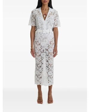 MOOS STUDIO Affair Belted Floral-Lace Midi Dress - White