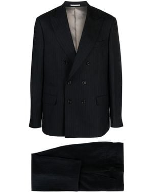 Brunello Cucinelli Pinstripe Double-Breasted Blazer - Black