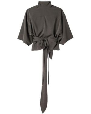 Jacquemus The Havana Tie-Waist High-Neck Top - Black