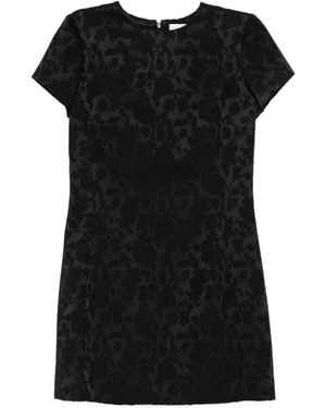 Saint Laurent Blumiges Jacquard-Kleid - Schwarz