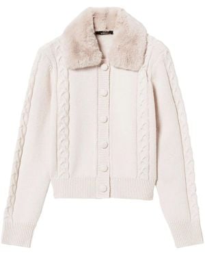 Twinset エコファーカラー カーディガン - ナチュラル