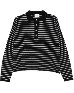 Be You Striped Buttoned Polo Shirt - Black