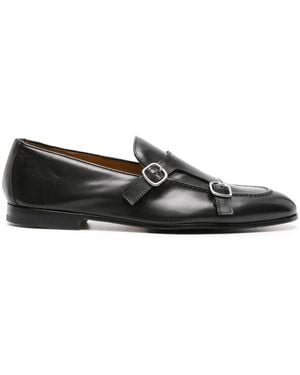 Doucal's Double-Buckle Leather Monk Shoes - Black