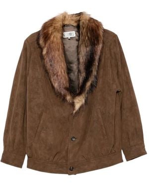MM6 by Maison Margiela Faux-Fur Collar Jacket - Brown